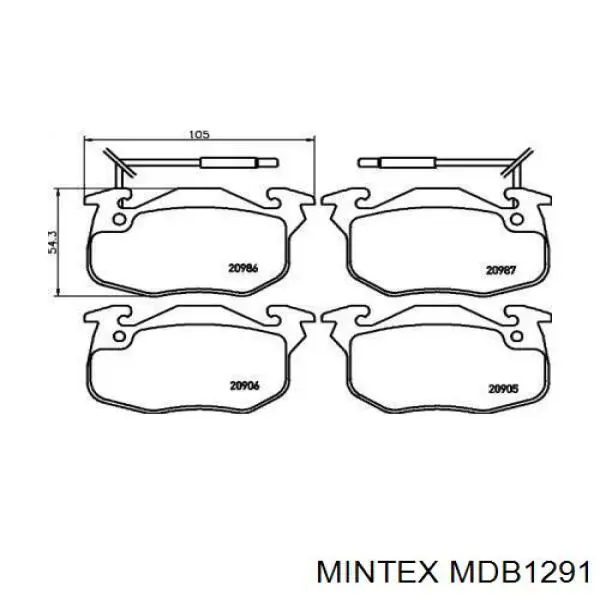 MDB1291 Mintex колодки тормозные передние дисковые