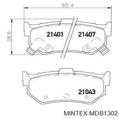 Задние тормозные колодки MDB1302 Mintex