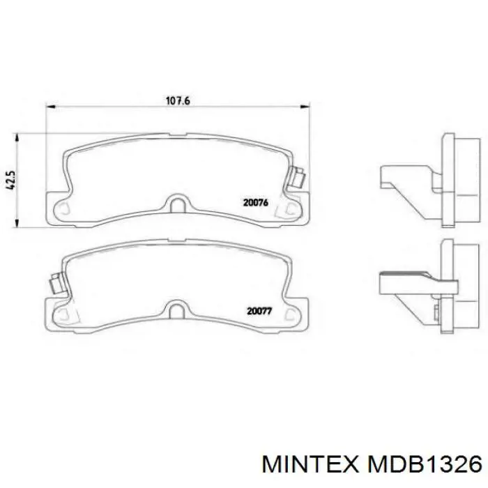 Задние тормозные колодки MDB1326 Mintex