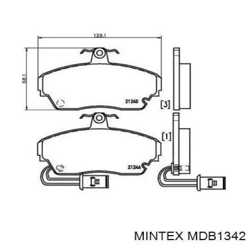 MDB1342 Mintex колодки тормозные передние дисковые