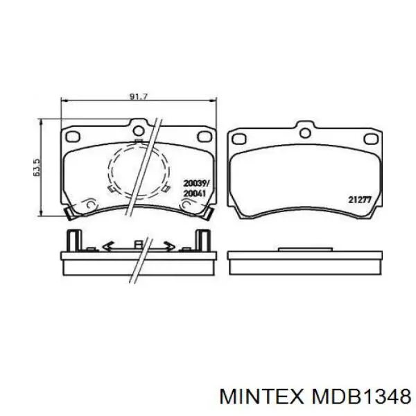 Передние тормозные колодки MDB1348 Mintex