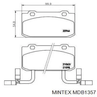 Передние тормозные колодки MDB1357 Mintex