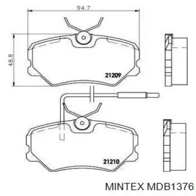 Передние тормозные колодки MDB1376 Mintex