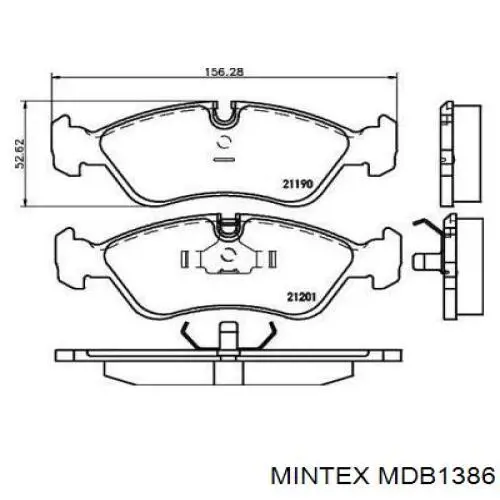 MDB1386 Mintex колодки тормозные передние дисковые