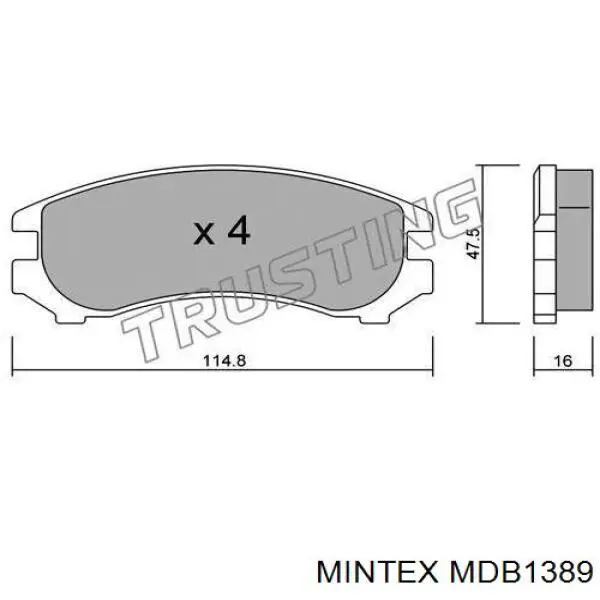 Колодки гальмівні передні, дискові MDB1389 Mintex