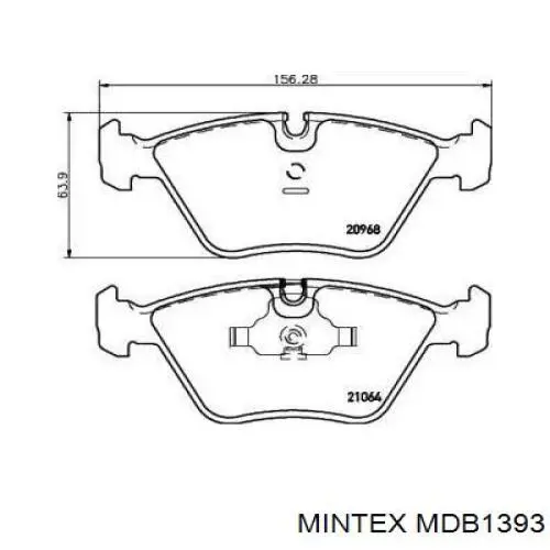 Передние тормозные колодки MDB1393 Mintex