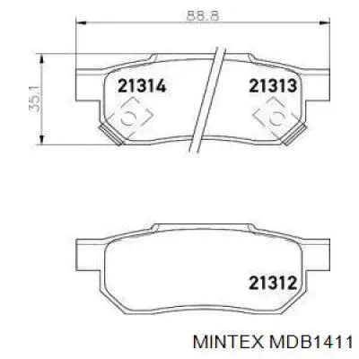 MDB1411 Mintex колодки тормозные задние дисковые