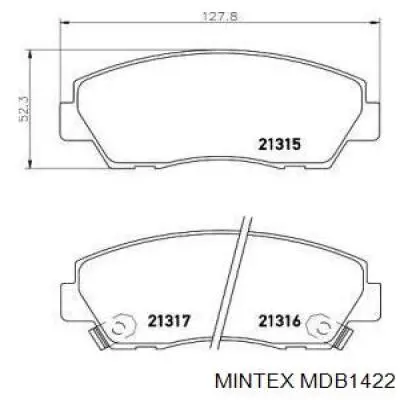 Передние тормозные колодки MDB1422 Mintex