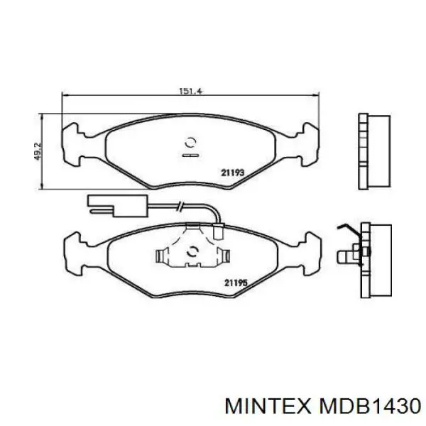 MDB1430 Mintex колодки тормозные передние дисковые