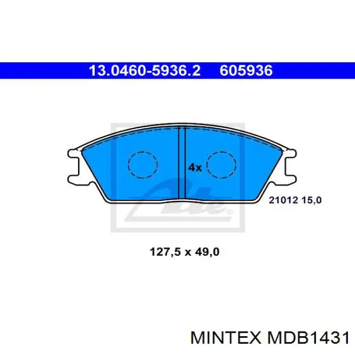 Колодки гальмівні передні, дискові MDB1431 Mintex