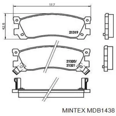 Задние тормозные колодки MDB1438 Mintex