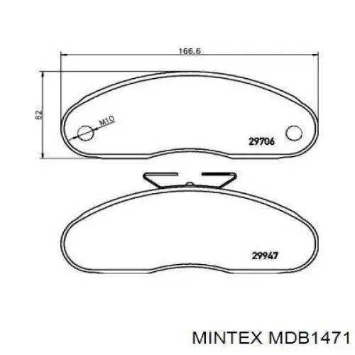 Передние тормозные колодки MDB1471 Mintex