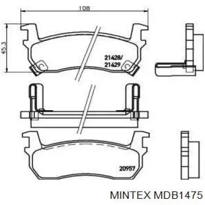 Передние тормозные колодки MDB1475 Mintex