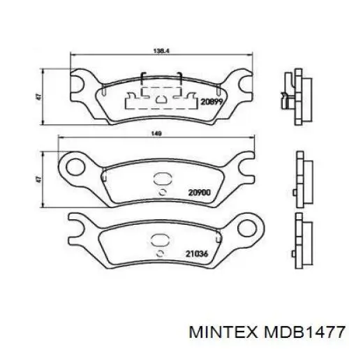 MDB1477 Mintex колодки тормозные задние дисковые