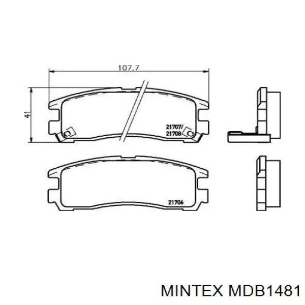 MDB1481 Mintex колодки тормозные задние дисковые