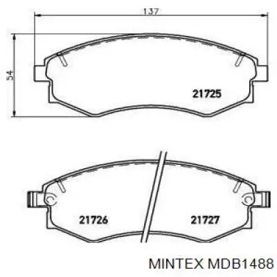 Передние тормозные колодки MDB1488 Mintex