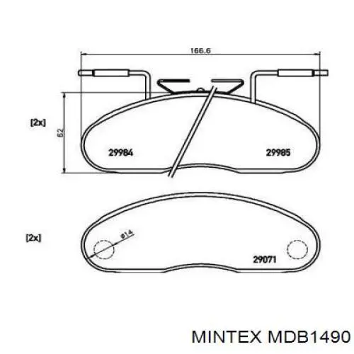 MDB1490 Mintex передние тормозные колодки