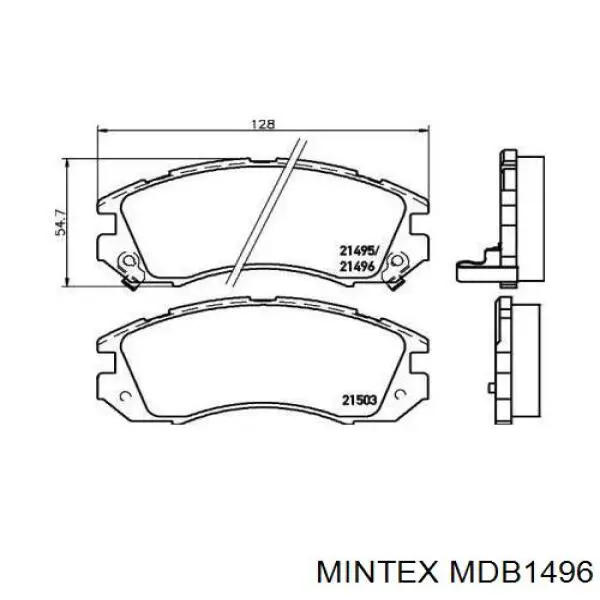 Передние тормозные колодки MDB1496 Mintex