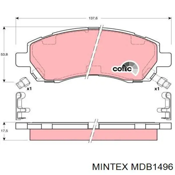 Купить MDB1496 Mintex Колодки тормозные