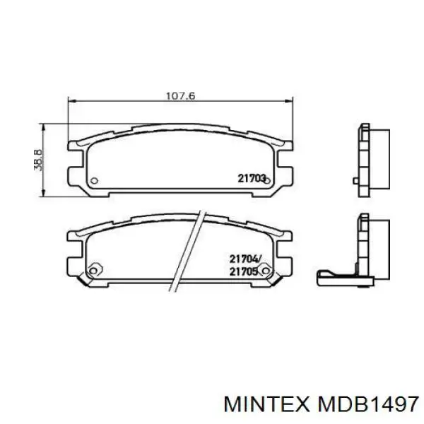 Задние тормозные колодки MDB1497 Mintex