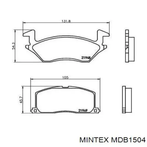 Передние тормозные колодки MDB1504 Mintex