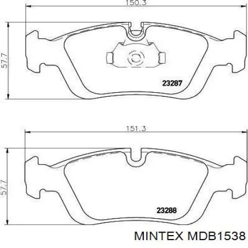 Колодки гальмівні передні, дискові MDB1538 Mintex