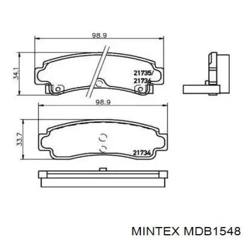 Задние тормозные колодки MDB1548 Mintex