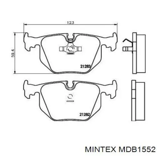 MDB1552 Mintex задние тормозные колодки