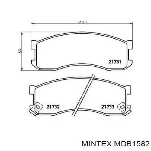MDB1582 Mintex колодки тормозные передние дисковые
