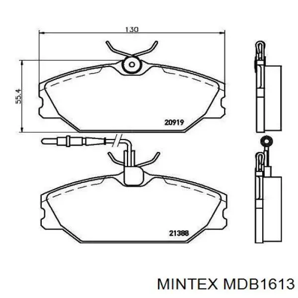 MDB1613 Mintex колодки тормозные передние дисковые