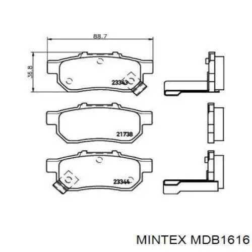 MDB1616 Mintex колодки тормозные задние дисковые