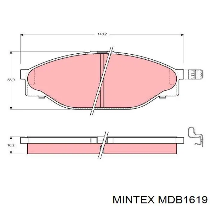 MDB1619 Mintex колодки тормозные передние дисковые