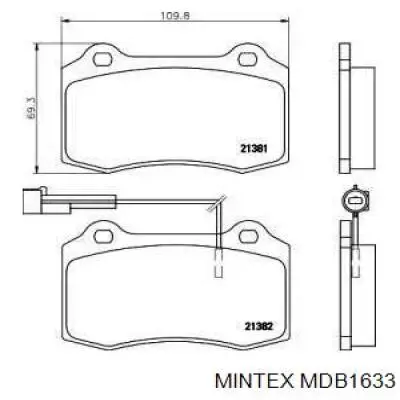 Передние тормозные колодки MDB1633 Mintex