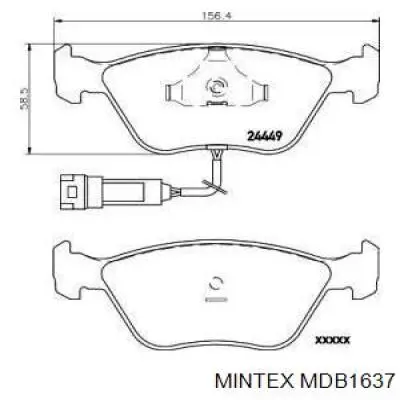 Передние тормозные колодки MDB1637 Mintex