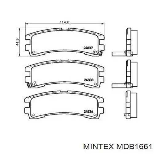 Задние тормозные колодки MDB1661 Mintex