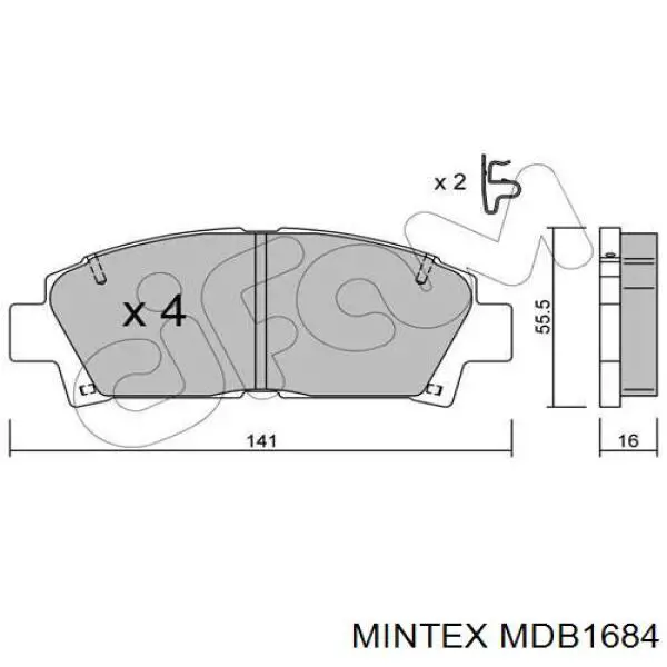 MDB1684 Mintex передние тормозные колодки