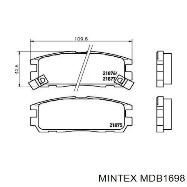 MDB1698 Mintex колодки тормозные задние дисковые