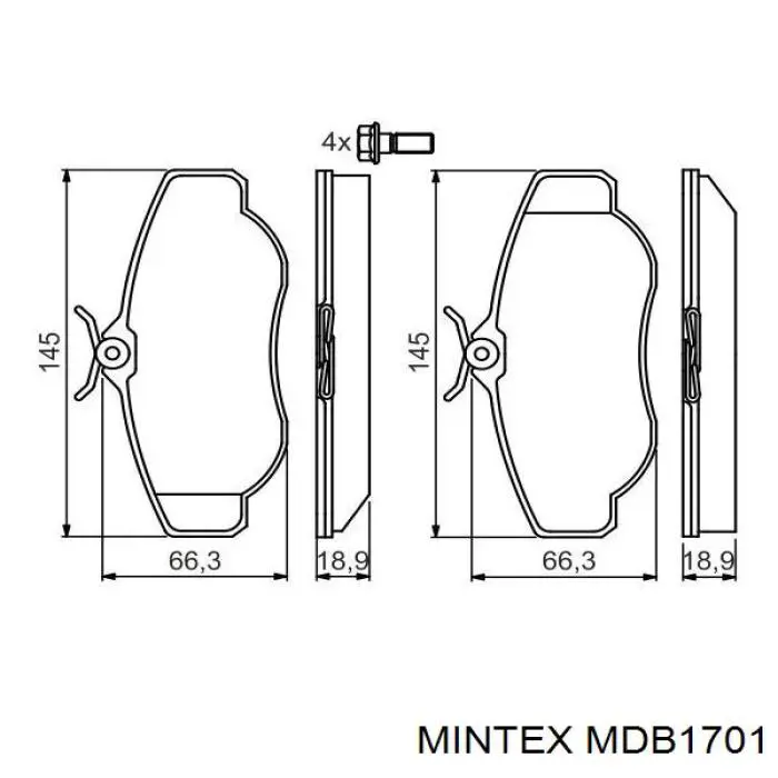 Передние тормозные колодки MDB1701 Mintex