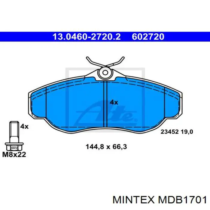 Купить MDB1701 Mintex Колодки тормозные