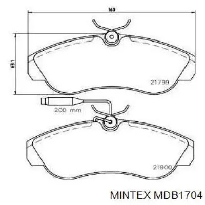 Передние тормозные колодки MDB1704 Mintex