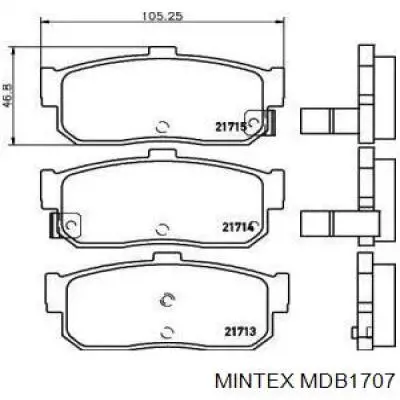 MDB1707 Mintex задние тормозные колодки