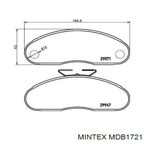 Передние тормозные колодки MDB1721 Mintex