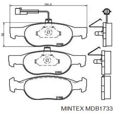 MDB1733 Mintex колодки тормозные передние дисковые