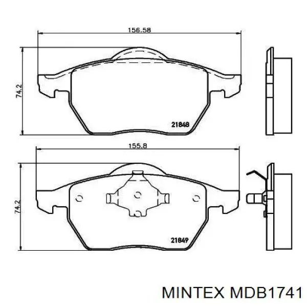 MDB1741 Mintex колодки тормозные передние дисковые