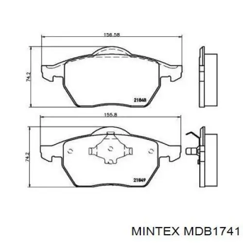 Купить MDB1741 Mintex Колодки тормозные