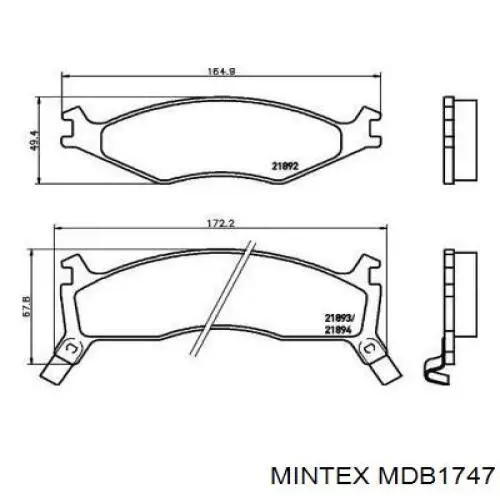MDB1747 Mintex колодки тормозные передние дисковые
