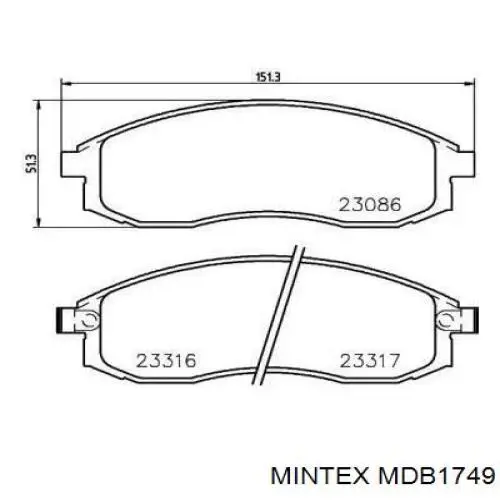 MDB1749 Mintex передние тормозные колодки
