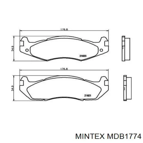 Передние тормозные колодки MDB1774 Mintex