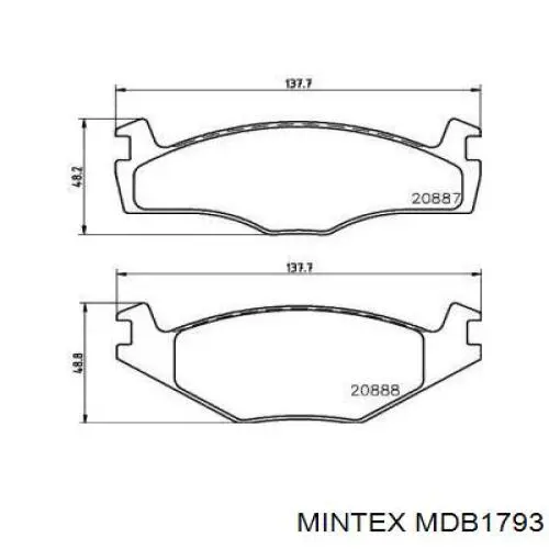MDB1793 Mintex колодки тормозные передние дисковые