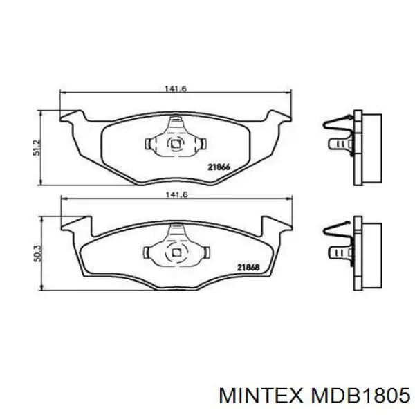 Передние тормозные колодки MDB1805 Mintex